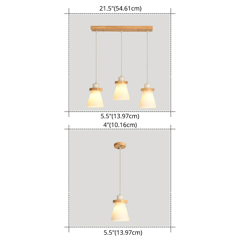 Cone Suspension Pendant Light Modern Wooden Dinning Room Pendant Light Kit in Wood