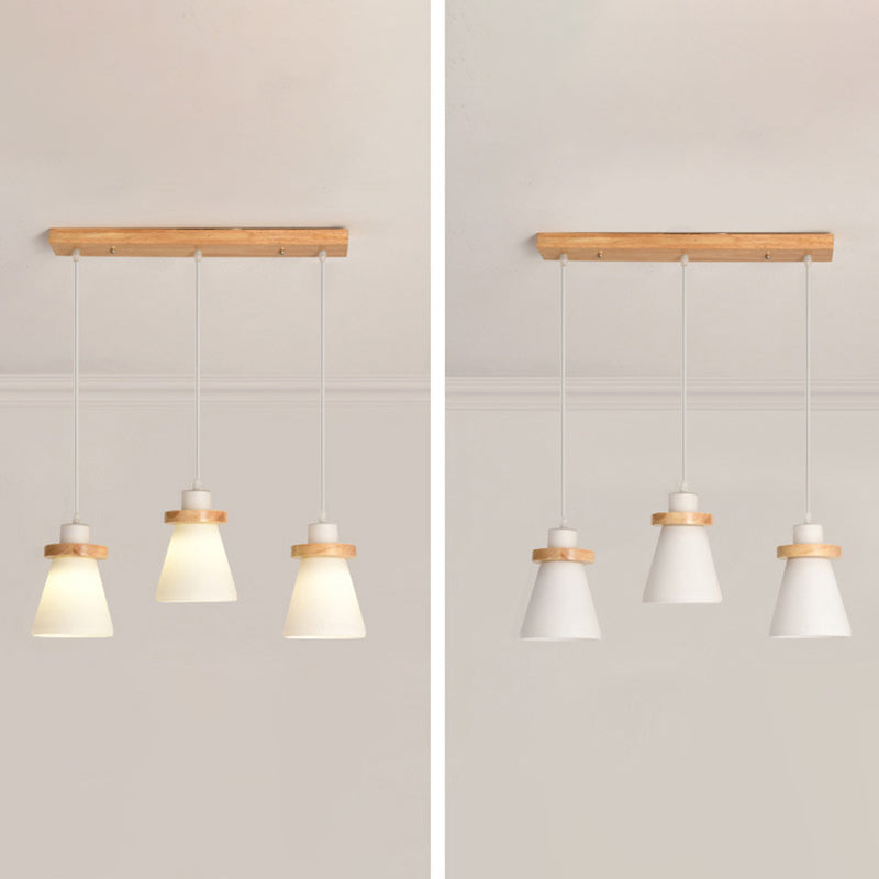 Cone Suspension Pendant Light Modern Wooden Dinning Room Pendant Light Kit in Wood