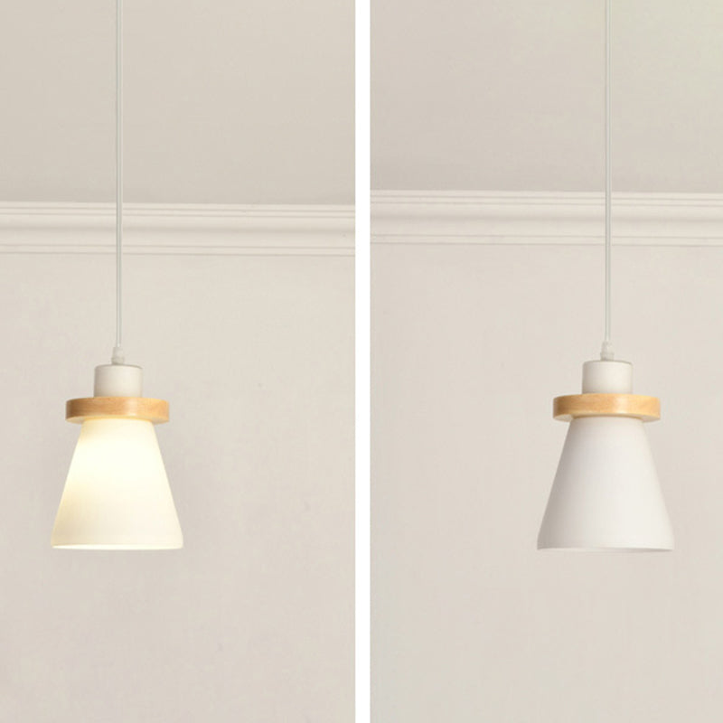 Cone Suspension Pendant Light Modern Wooden Dinning Room Pendant Light Kit in Wood