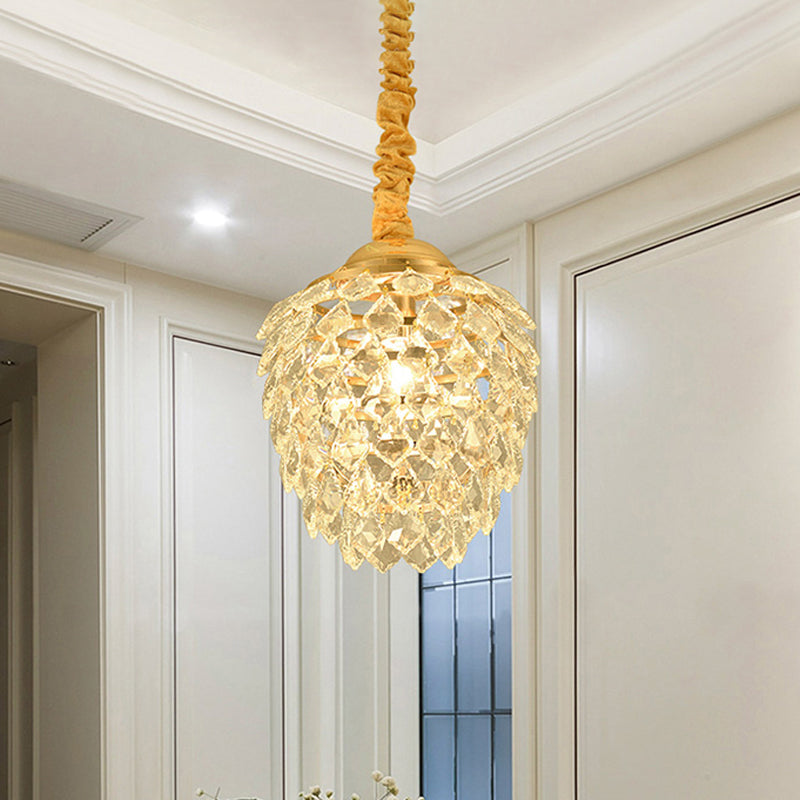 Gold Pipecone Colgante Contemporáneo 1 Lámpara de techo colgante de cristal para el comedor