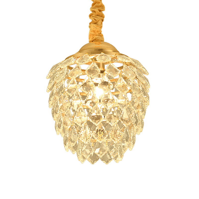 Gold Pipecone Colgante Contemporáneo 1 Lámpara de techo colgante de cristal para el comedor