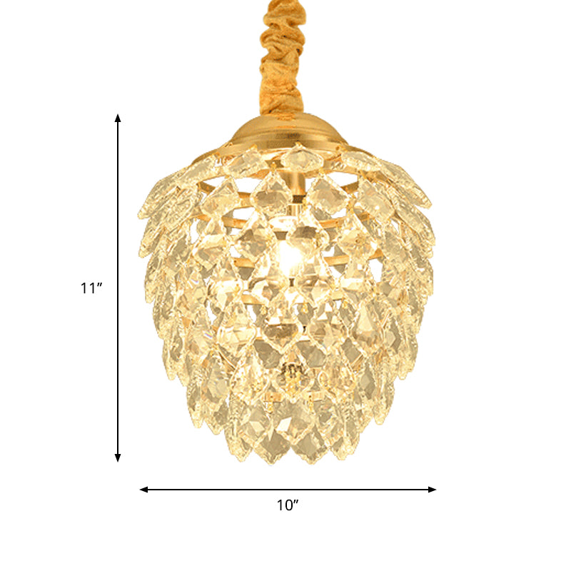 Gold Pipecone Colgante Contemporáneo 1 Lámpara de techo colgante de cristal para el comedor