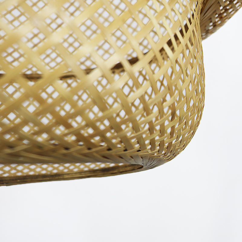 Bamboo Lantern Suspension Pendant Light Asia Style Beige Pendant Lighting Fixture