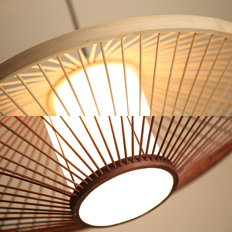 Flying Saucer Bambus Anhänger Beleuchtung Leuchte Asien Stil Suspension Anhänger Licht