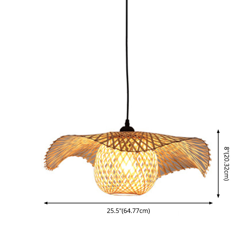 Beige Wirbeldecke Anhängerlampe zeitgenössischer Stil Bambus Anhänger Beleuchtung