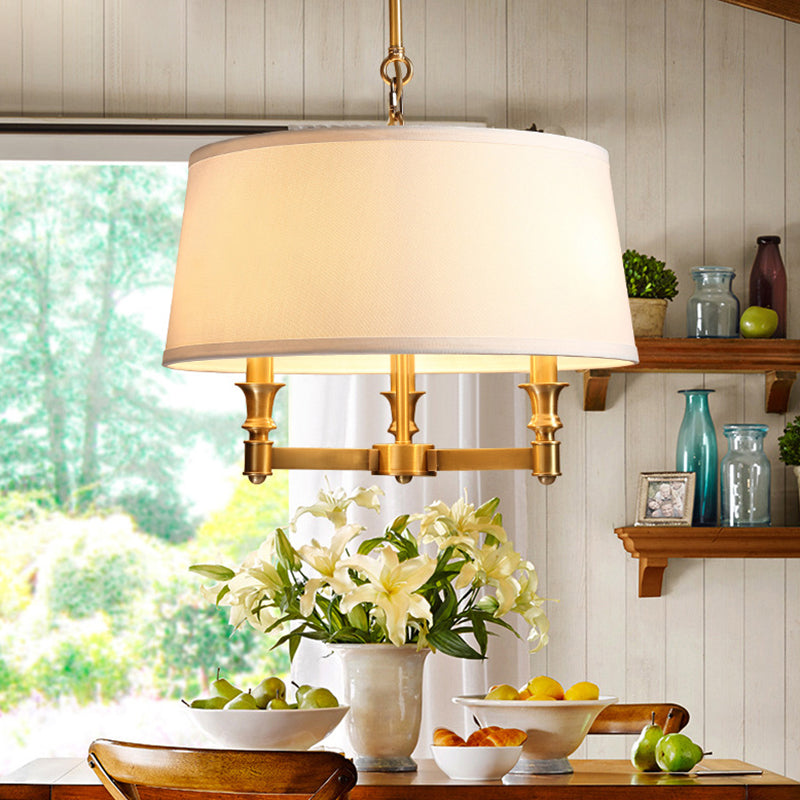 Lámpara de techo blanca para la luz del tambor del tambor de tela para el comedor