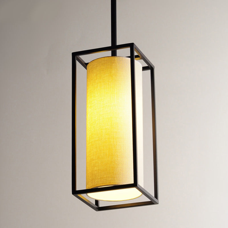 Cilinder eetkamer hanglampverlichting stof moderne suspensie hanger licht in beige