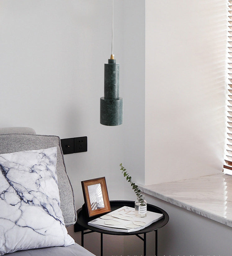 Cylinder Dinning Room Pendant Lighting Fixture Stone Nordic Style Hanging Light Fixture