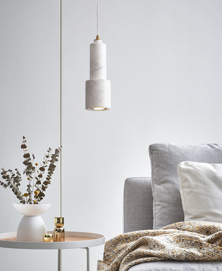 Cylinder Dinning Room Pendant Lighting Fixture Stone Nordic Style Hanging Light Fixture