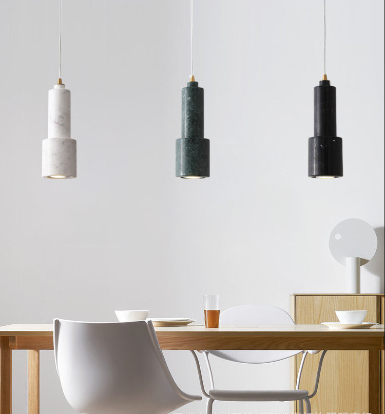 Cylinder Dinning Room Pendant Lighting Fixture Stone Nordic Style Hanging Light Fixture