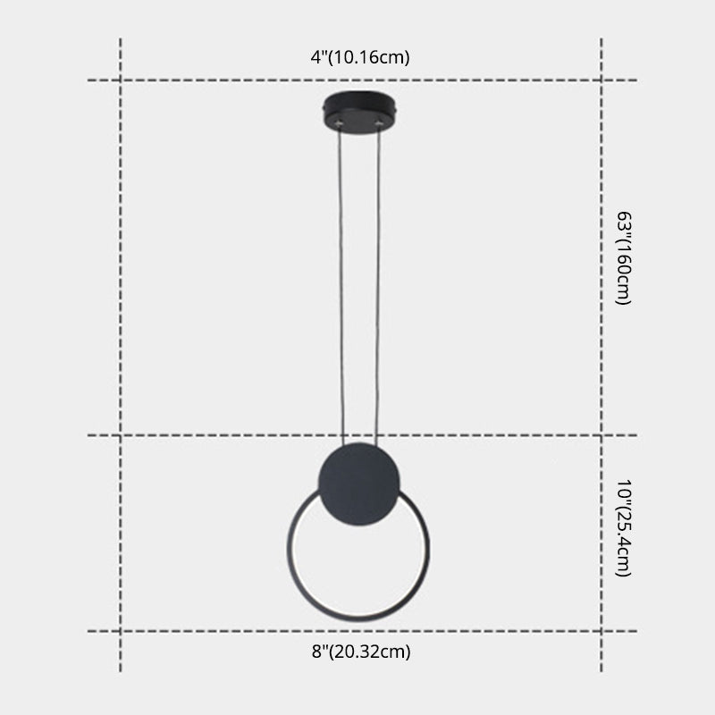 Minimalism LED Pendant Light Kit Black Geometric Hanging Light Kit with Metal Shade