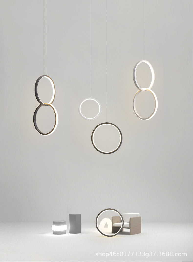 Minimalistische LED -Aufhängungshängung Anhänger Lichtkreis Hängende Leuchte mit Metallschatten