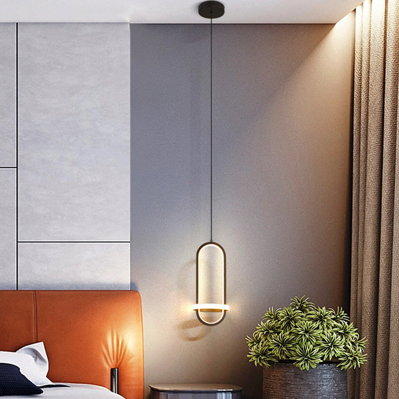 Simplicity Style Geometric Ceiling Pendant Light Metal LED Bedroom Pendant Light Kit