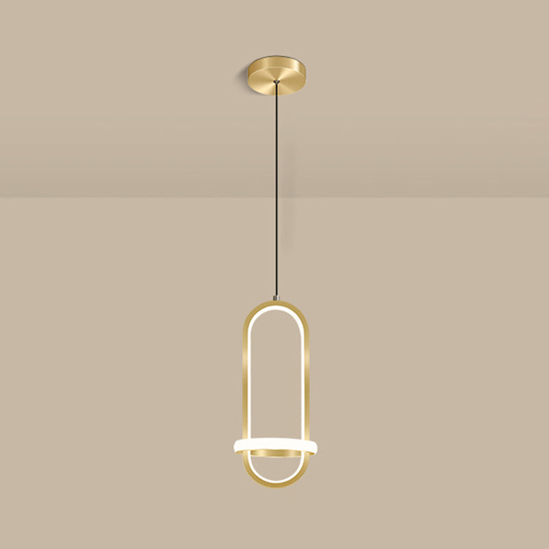 Simplicity Style Geometric Ceiling Pendant Light Metal LED Bedroom Pendant Light Kit