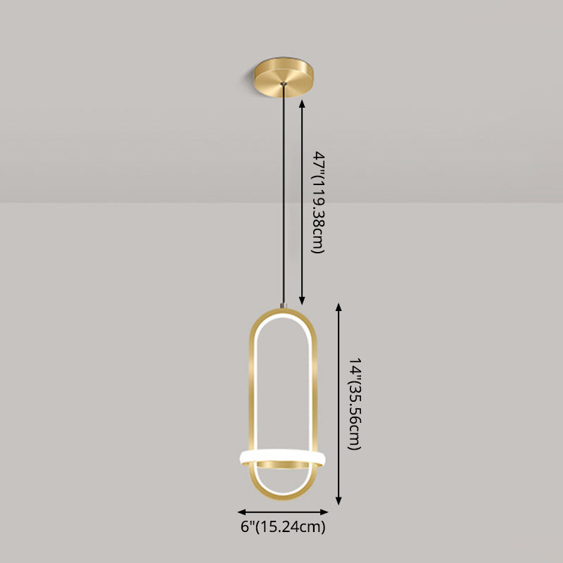 Simplicity Style Geometric Ceiling Pendant Light Metal LED Bedroom Pendant Light Kit