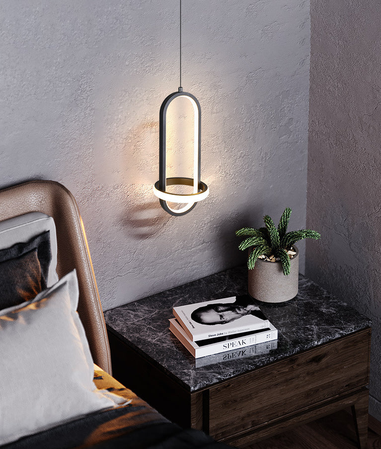 Simplicity Style Geometric Ceiling Pendant Light Metal LED Bedroom Pendant Light Kit