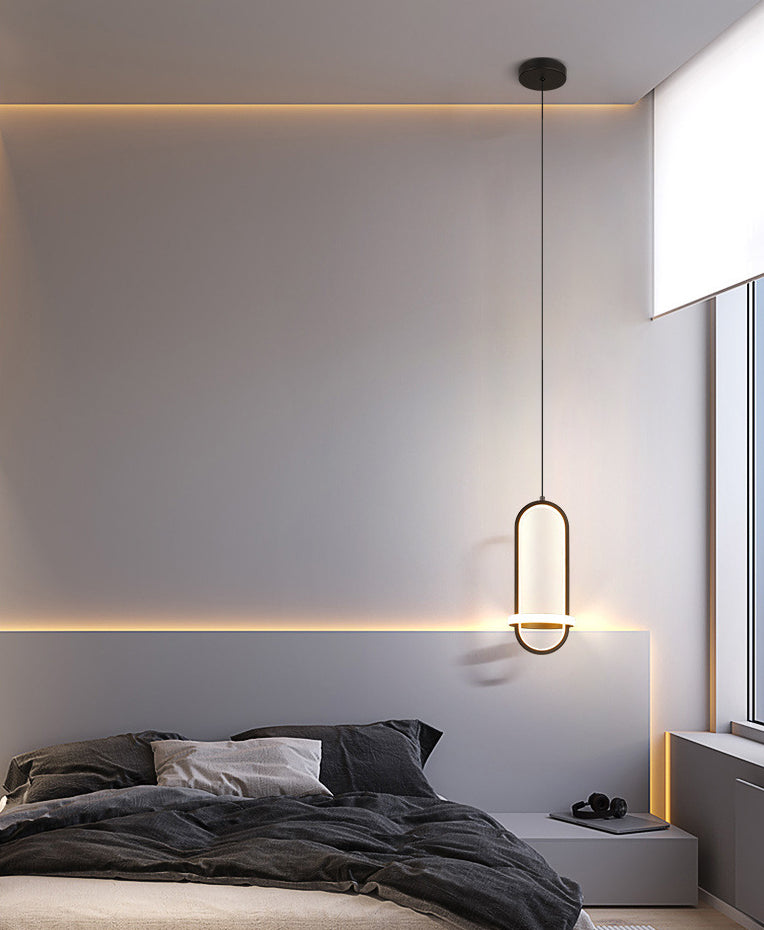 Simplicity Style Geometric Ceiling Pendant Light Metal LED Bedroom Pendant Light Kit