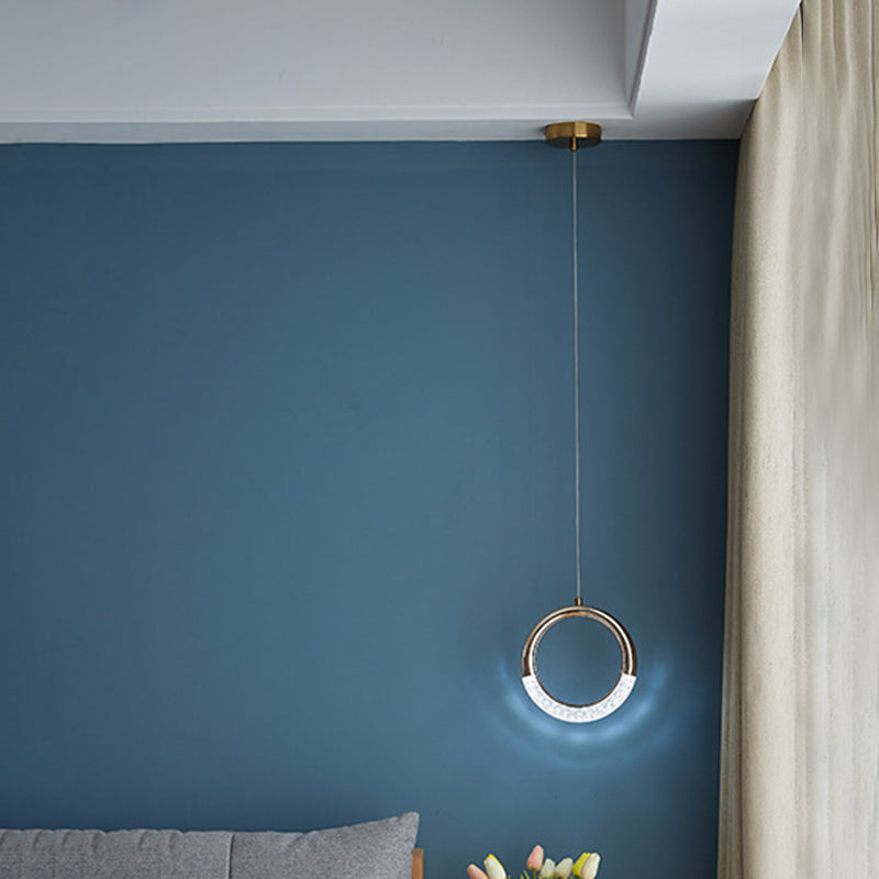 Geometric Hanging Ceiling Light Modern Acrylic LED Bedroom Pendant Light Fixture in Gold