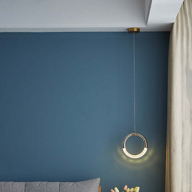 Geometric Hanging Ceiling Light Modern Acrylic LED Bedroom Pendant Light Fixture in Gold