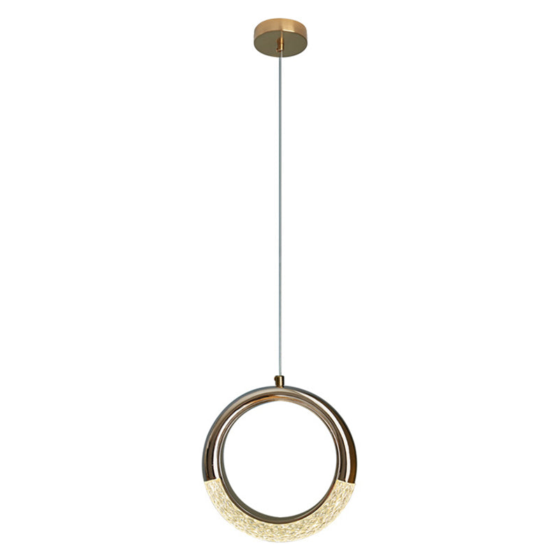 Geometric Hanging Ceiling Light Modern Acrylic LED Bedroom Pendant Light Fixture in Gold
