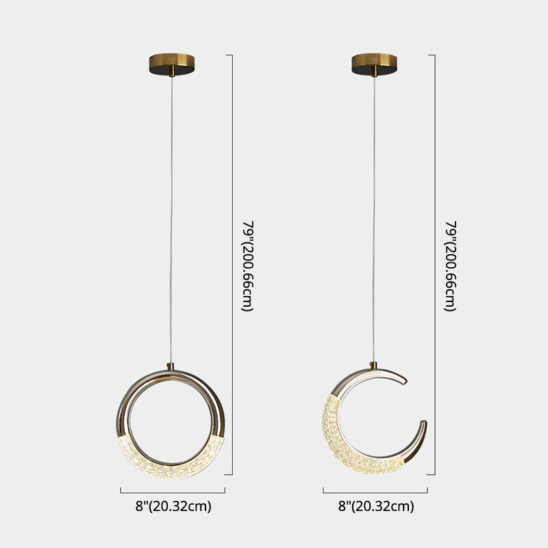 Geometric Hanging Ceiling Light Modern Acrylic LED Bedroom Pendant Light Fixture in Gold