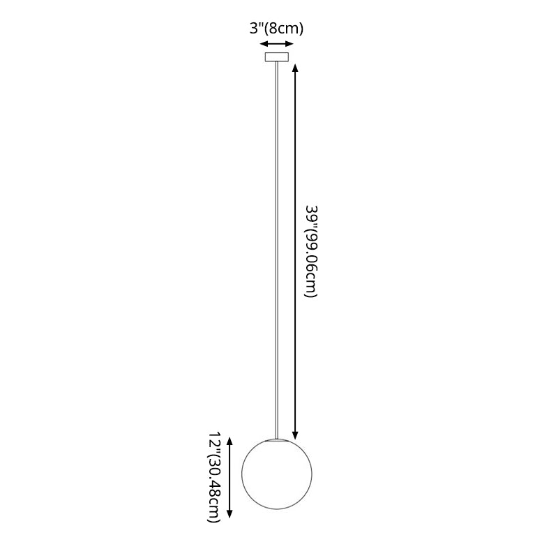 Minimalism Pendant Lighting Fixture Black Globe Hanging Pendant Light with Glass Shade