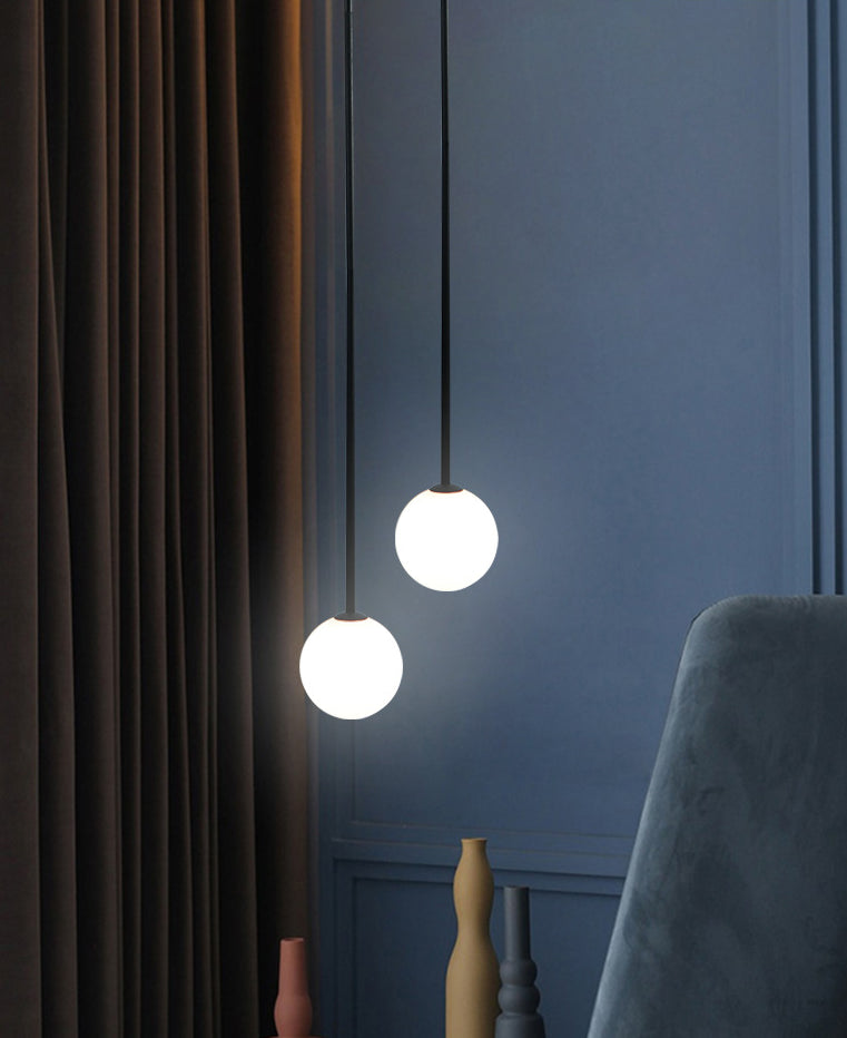 Minimalism Pendant Lighting Fixture Black Globe Hanging Pendant Light with Glass Shade