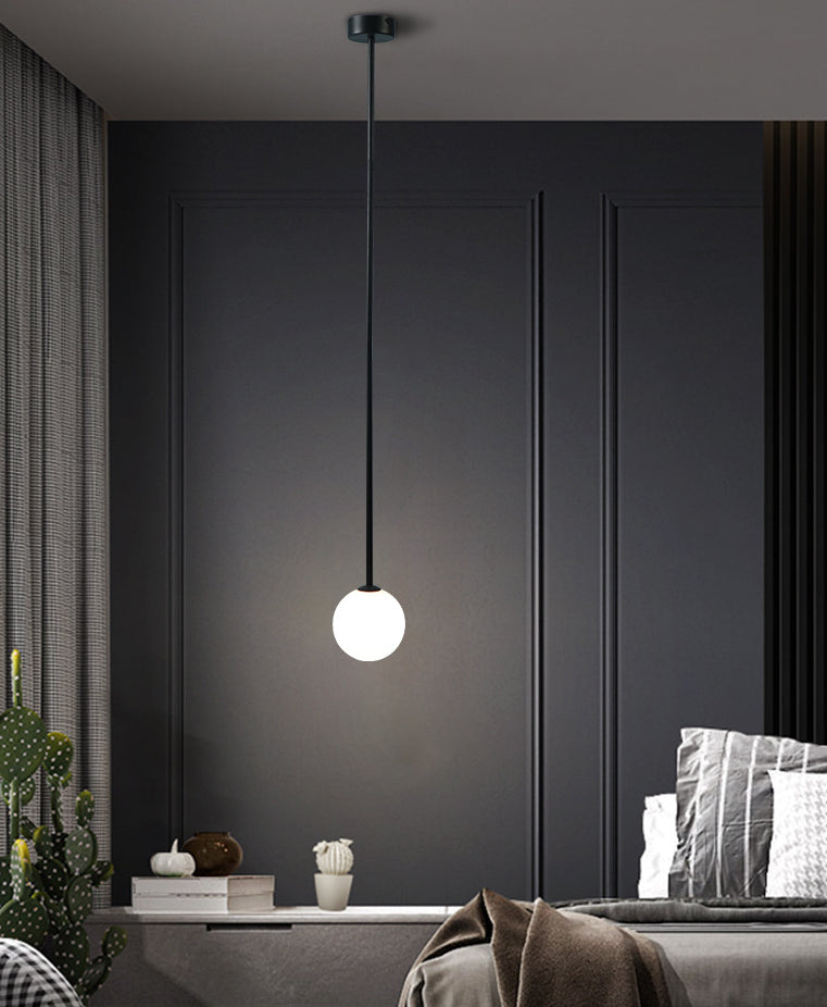 Minimalism Pendant Lighting Fixture Black Globe Hanging Pendant Light with Glass Shade
