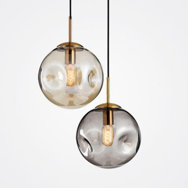 Glass Spherical Ceiling Pendant Light Minimalist Style Pendant Lighting Fixture for Bedroom