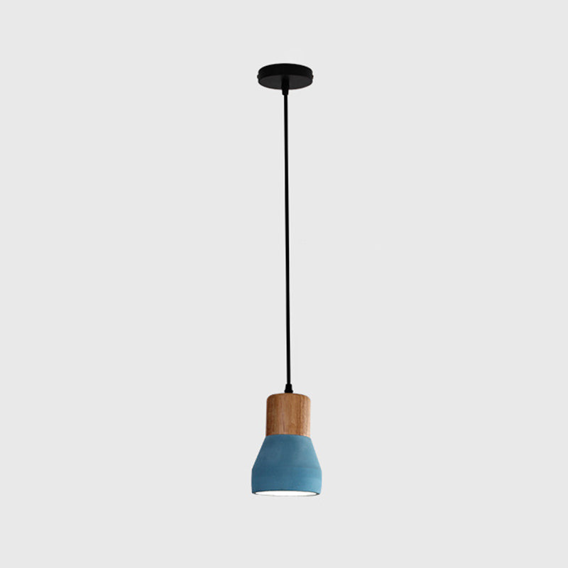 Shaded Suspension Pendant Light Minimalist Style Wooden Hanging Light Fixture for Restaurant