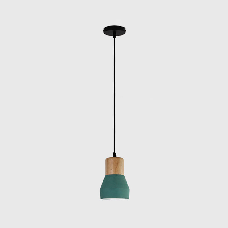 Shaded Suspension Pendant Light Minimalist Style Wooden Hanging Light Fixture for Restaurant