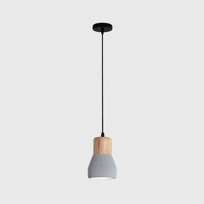 Shaded Suspension Pendant Light Minimalist Style Wooden Hanging Light Fixture for Restaurant