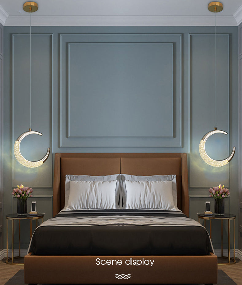 Geometric Hanging Ceiling Light Modern Acrylic LED Bedroom Pendant Light Fixture in Gold