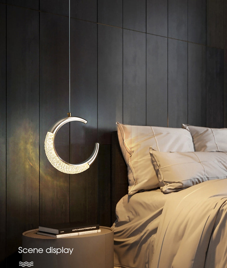 Geometric Hanging Ceiling Light Modern Acrylic LED Bedroom Pendant Light Fixture in Gold