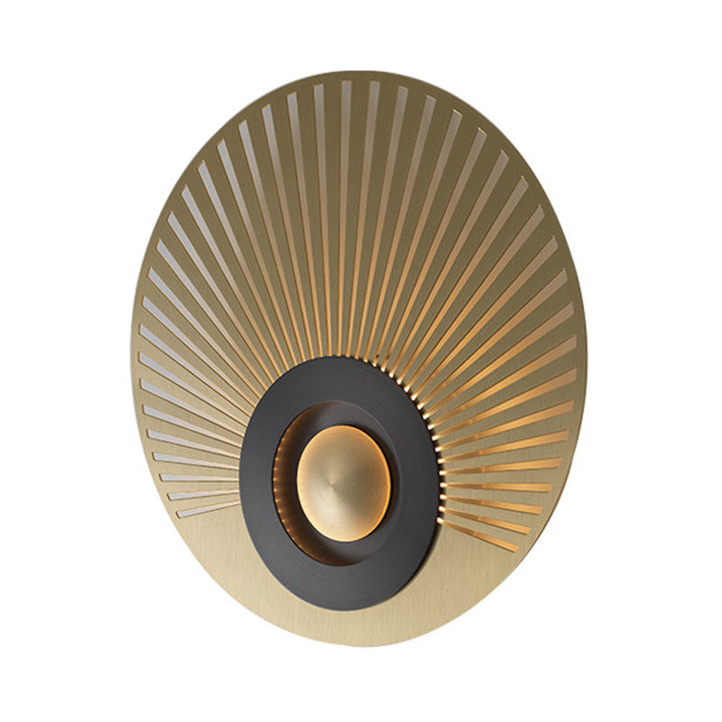 LED Metal Flush Wall Sconce Colonialist Brass Circular Porch Wall Mount Light Fixture