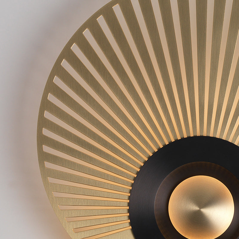 LED Metal Flush Wall Sconce Colonialist Brass Circular Porch Wall Mount Light Fixture