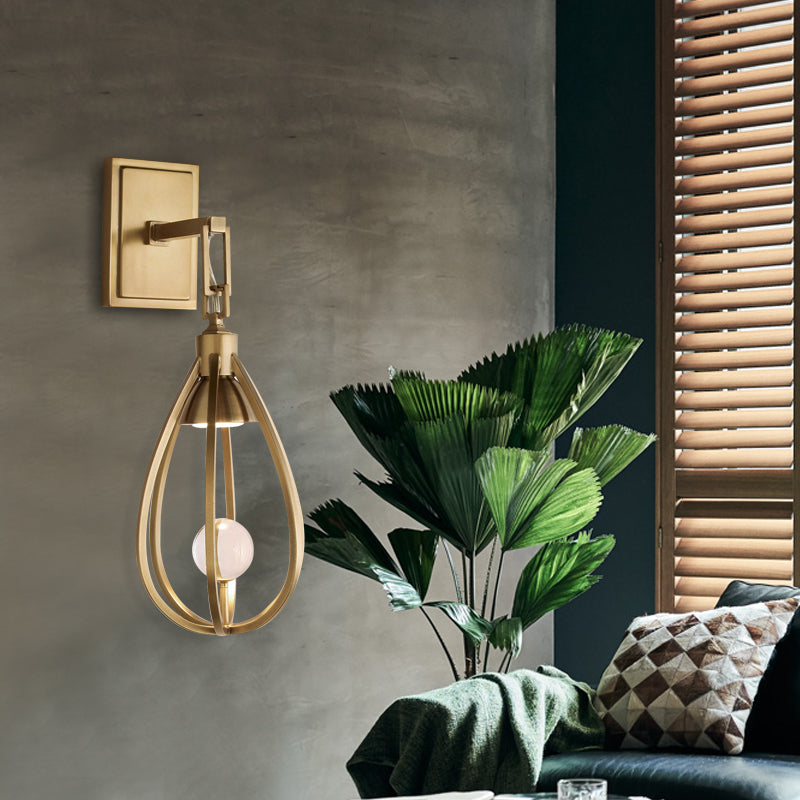 1 Kopf metallische Oberflächenwand Wandleuchter moderner Gold Finish Draht Tränendrop Wandmontage Licht