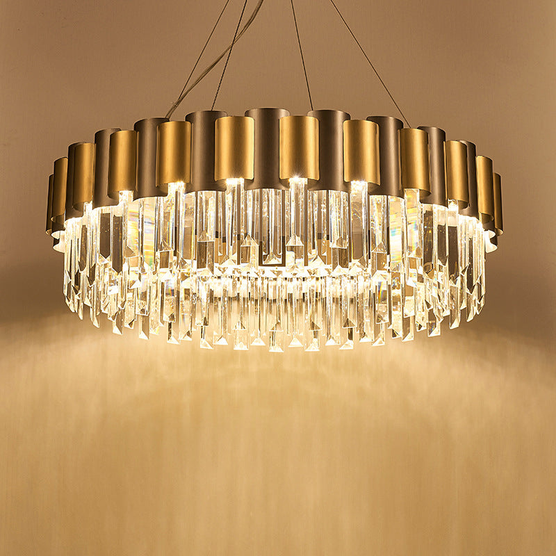 Duidelijke kristal gelaagde ijsbeurt hanglamp Modern 8/12-licht Golden Hanging Chandelier