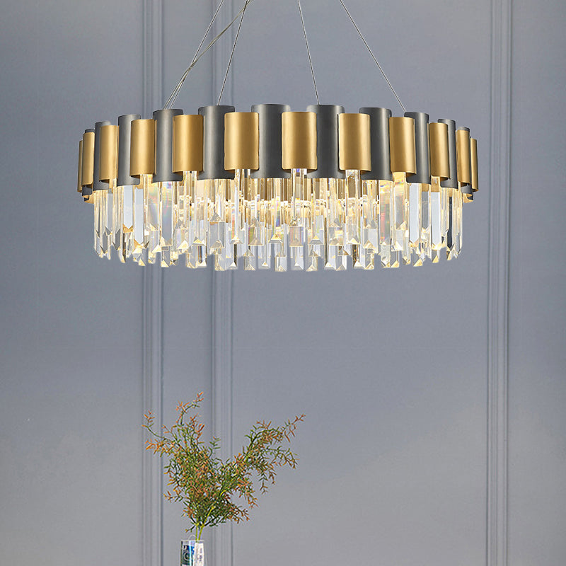 Duidelijke kristal gelaagde ijsbeurt hanglamp Modern 8/12-licht Golden Hanging Chandelier