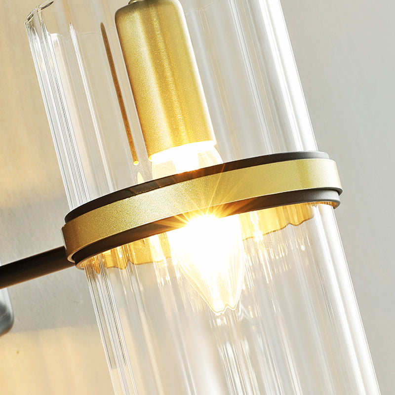 Schwarze 1 Glühbirnenbanden Wandlampe zeitgenössische Eisenkreisleuchten mit klarem Glasschatten