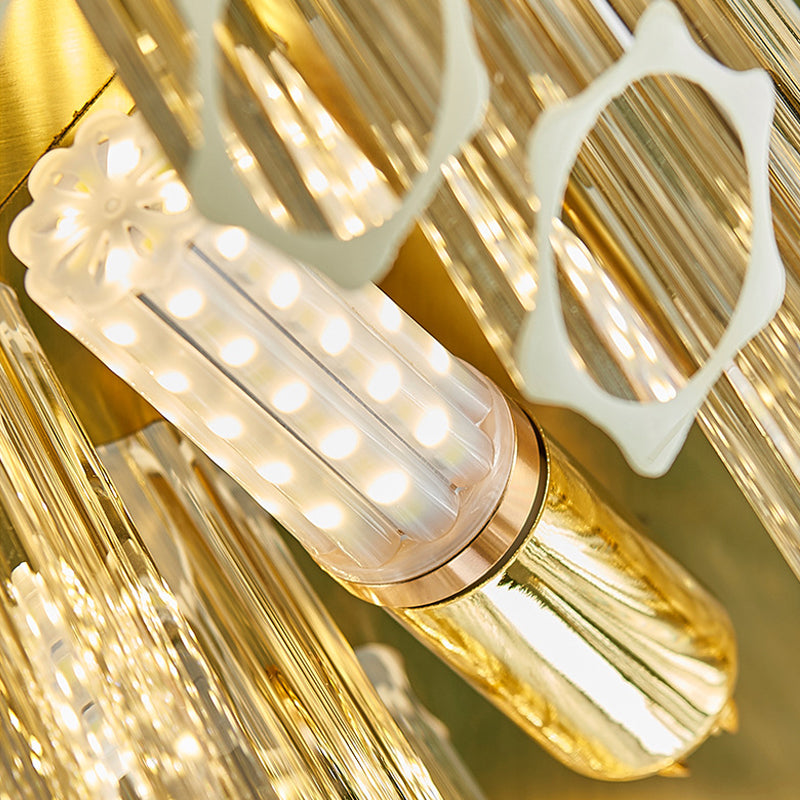 Graue röhrenförmige Kronleuchterlampe moderne 12-Licht-prismatische Kristalldecke Anhänger Licht