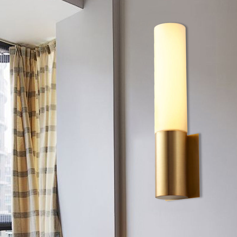 1 Bulb Cylinder Surface Wall Sconce Simplicity Gold Finish Acrylic Indoor Wall Lighting