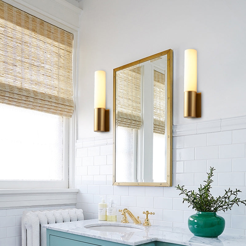 1 Bulb Cylinder Surface Wall Sconce Simplicity Gold Finish Acrylic Indoor Wall Lighting