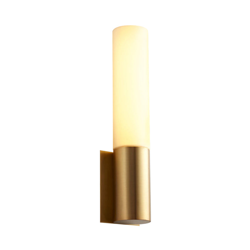 1 Bulb Cylinder Surface Wall Sconce Simplicity Gold Finish Acrylic Indoor Wall Lighting