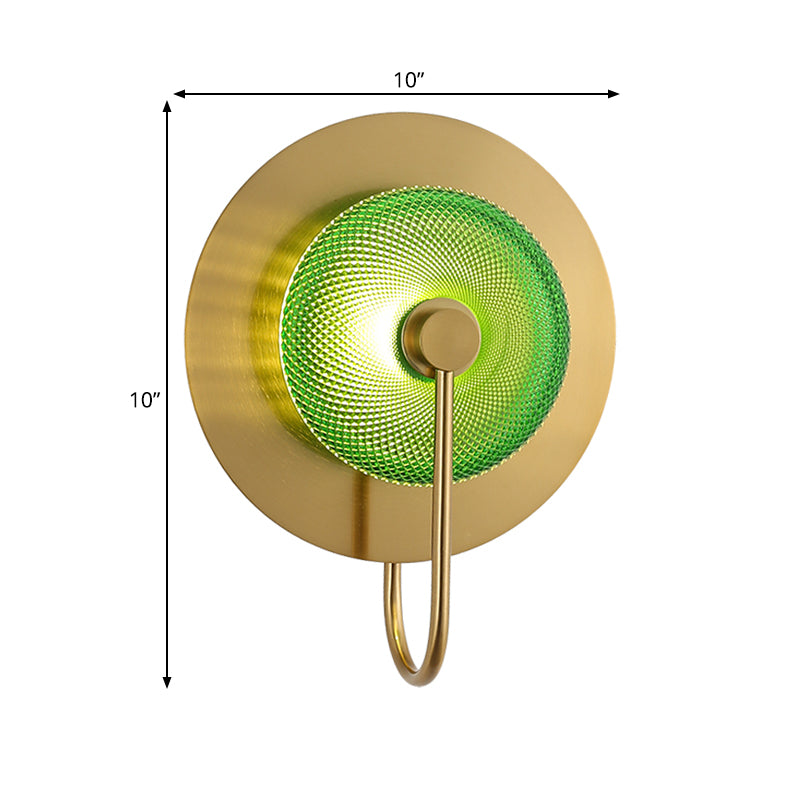Bell Metall-Wandbeleuchtung Vintage 1/2/3-Licht-Leuchtenleuchte in Gold mit grünem prismatischem Glasschatten