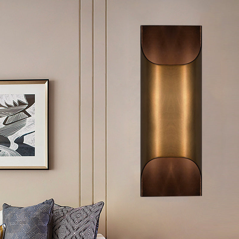 Colonial Square/Rectangle Wall Lamp 1 Head Metal Flush Mount Wall Sconce in Brass for Bedroom