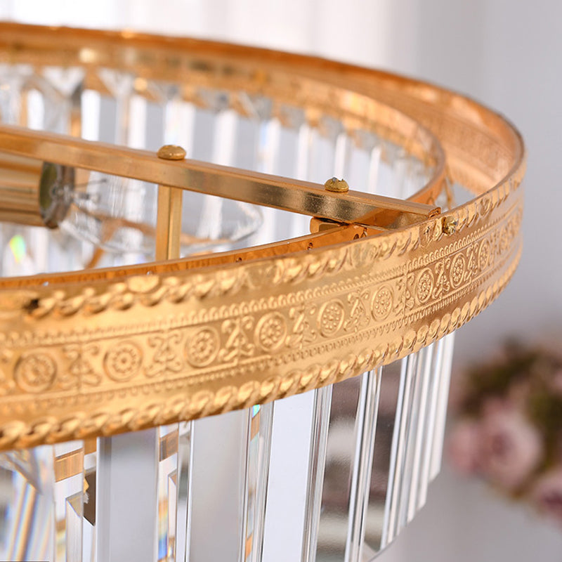 Lámpara de cristal cónica Modernista 5 cabezas Lámpara colgante de techo de sala de estar de oro