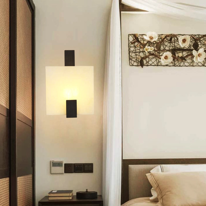 Square Marble Flush Splique Colonial 1 Bombulento Bombulador Finante de pared LED Iluminar en oro/negro