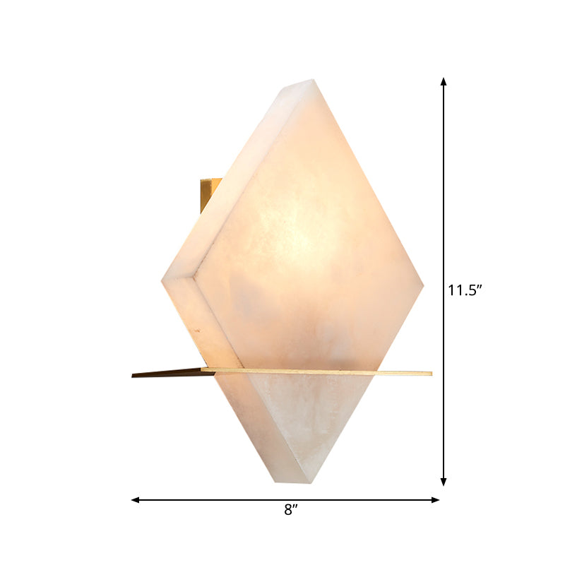 Single Head Marble Sconce Colonialist Gold Rhombus Dining Room Flush Mount Wall Light