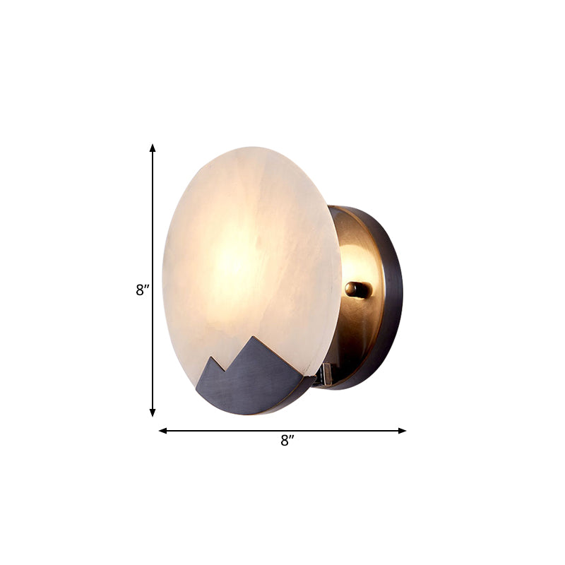 Marble Black Sconce Light Circular Single Head Colonial Flush Mount Wall Light for Study, 8"/10" Wide
